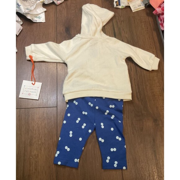 christian robinson hoodie sweater zip up outfit set 0-3 months nwt white blue - Picture 3 of 3